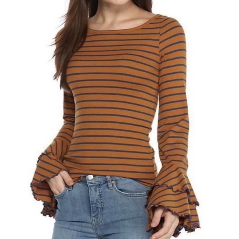 We The Free Good Find Striped Bell Sleeve Top